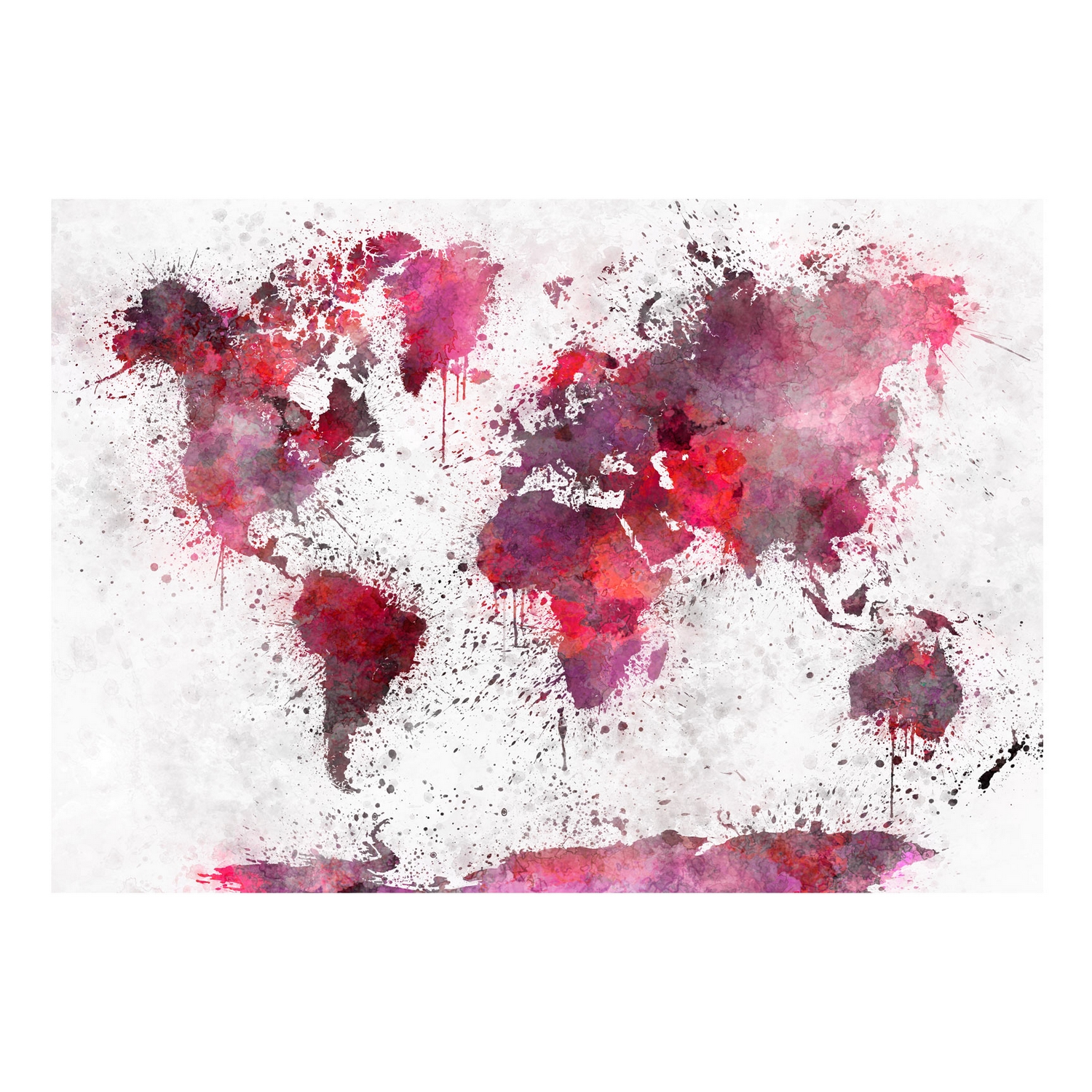Fototapet Arkiio Självhäftande World Map Red Watercolors