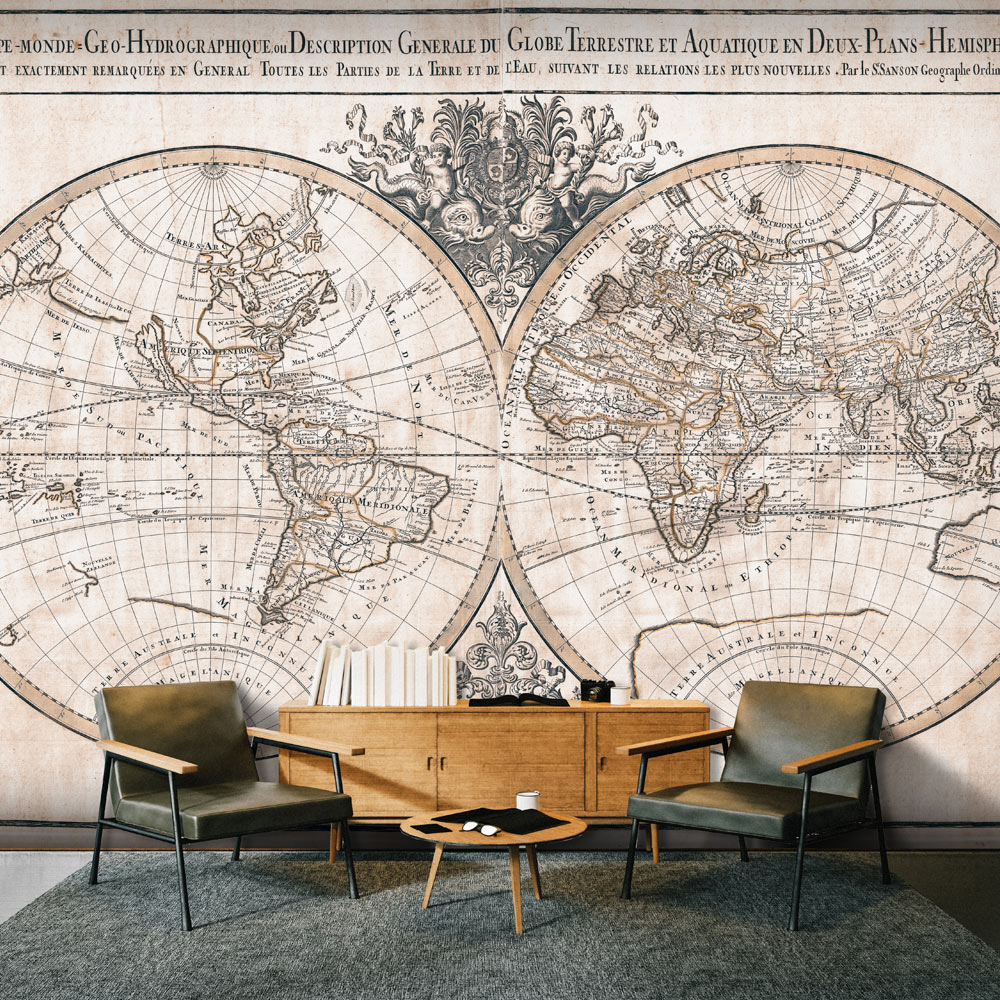 Fototapet Arkiio Mappe Monde Geo Hydrographique