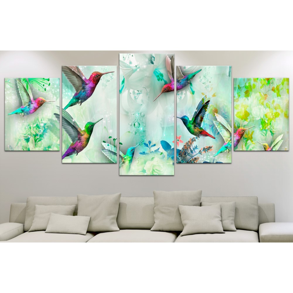 Tavla Arkiio Colourful Hummingbirds Green 5 delar