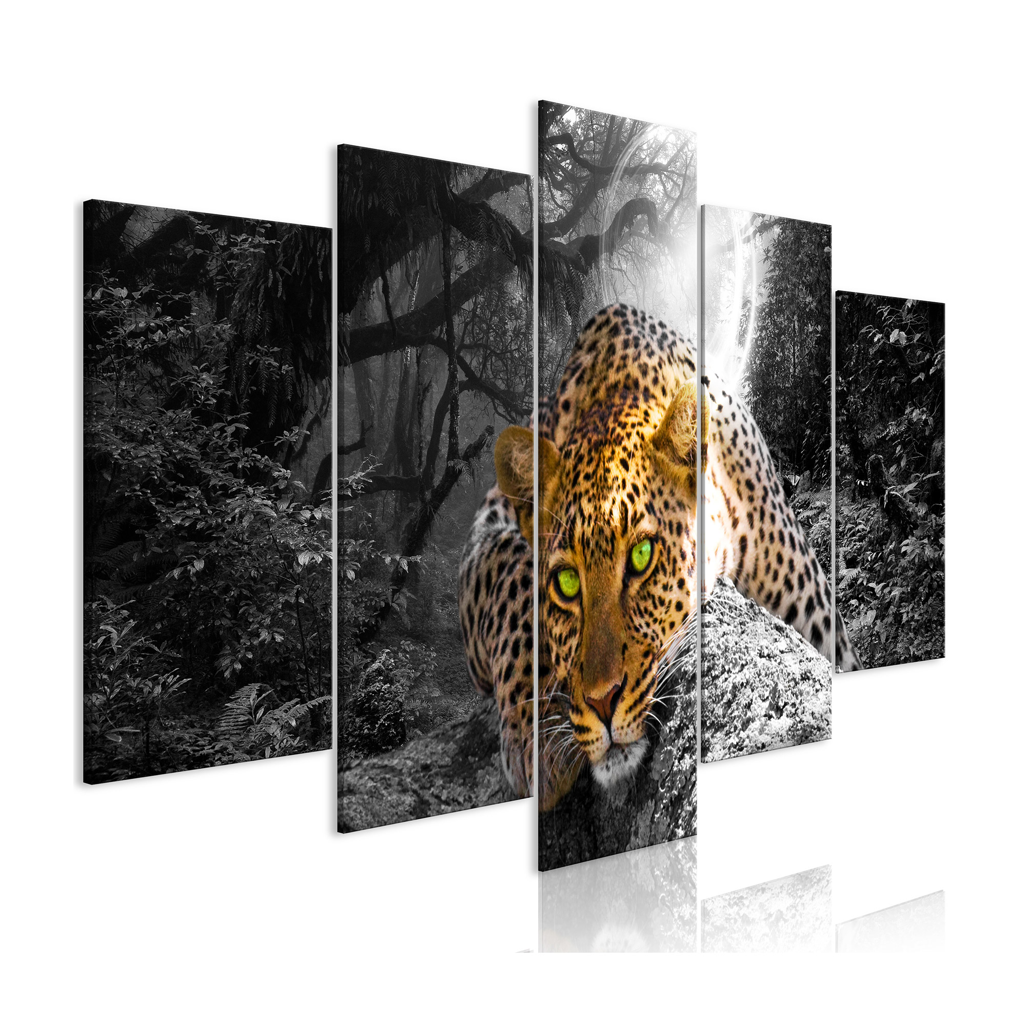 Tavla Arkiio Leopard Lying Grå 5 delar