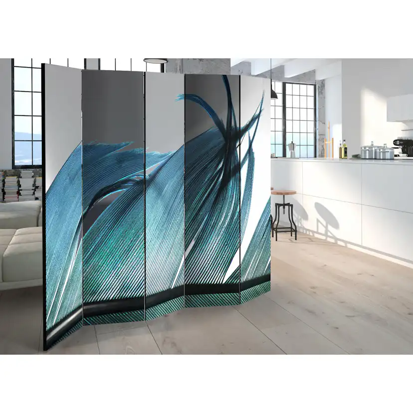 Rumsavdelare Skärmvägg Arkiio Turquoise Feather II 225x172 cm