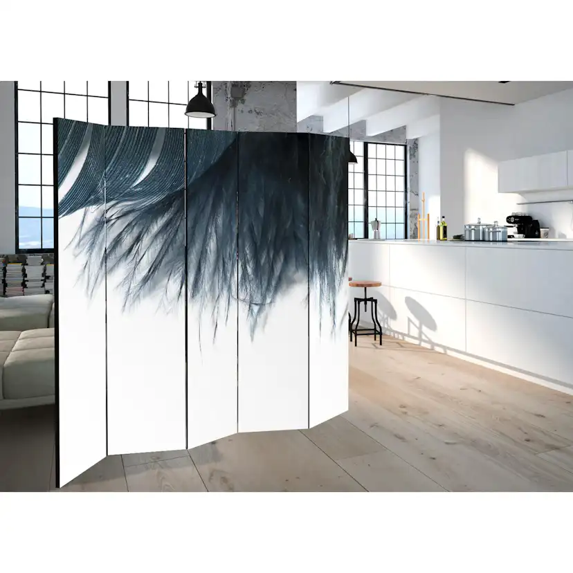 Rumsavdelare Skärmvägg Arkiio Dark Blue Feather II 225x172 cm
