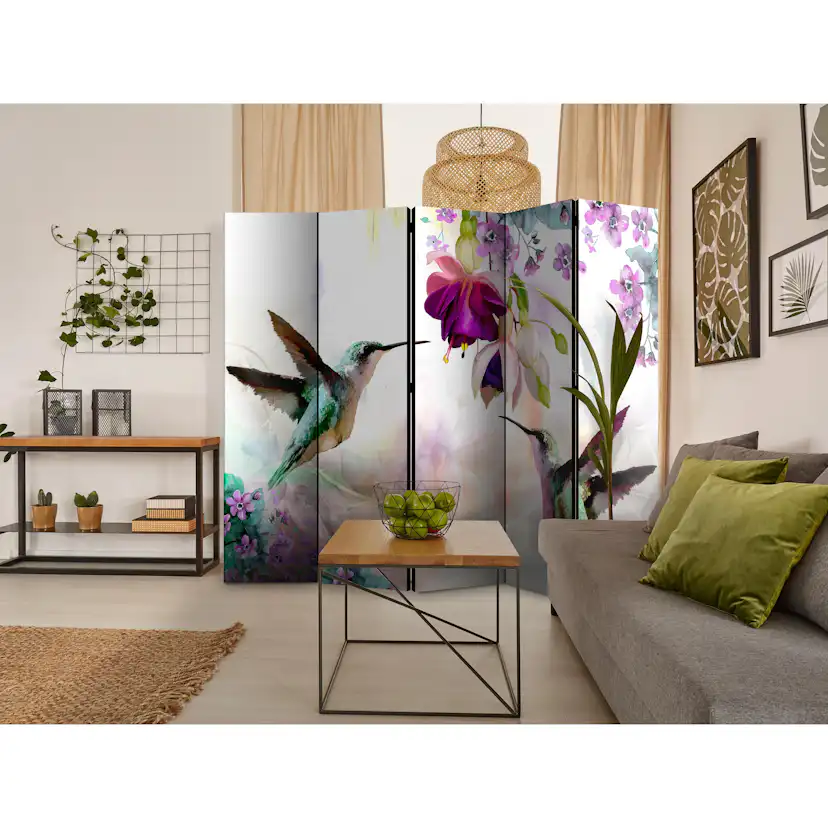 Rumsavdelare Skärmvägg Arkiio Hummingbirds and Flowers II 225x172 cm