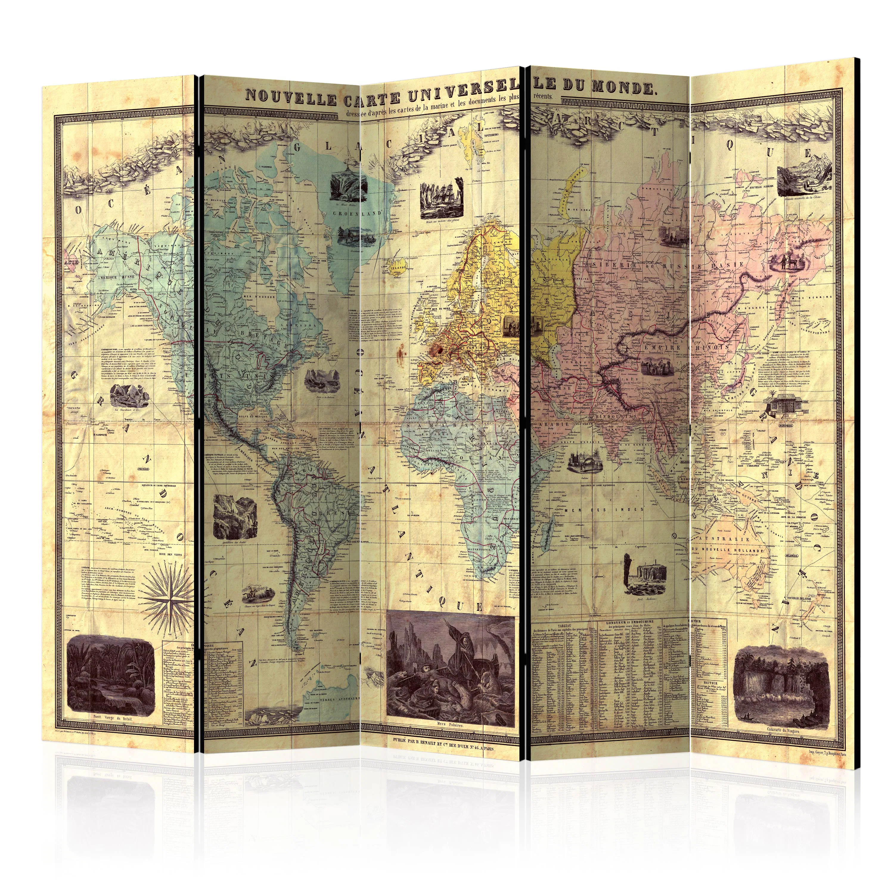 Rumsavdelare Skärmvägg Arkiio Nouvelle Carte Du Monde 225x172 cm