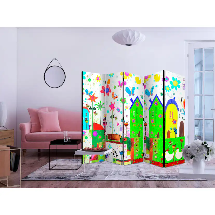 Rumsavdelare Skärmvägg Arkiio Happy Farm II Flerfärgad 225x172 cm