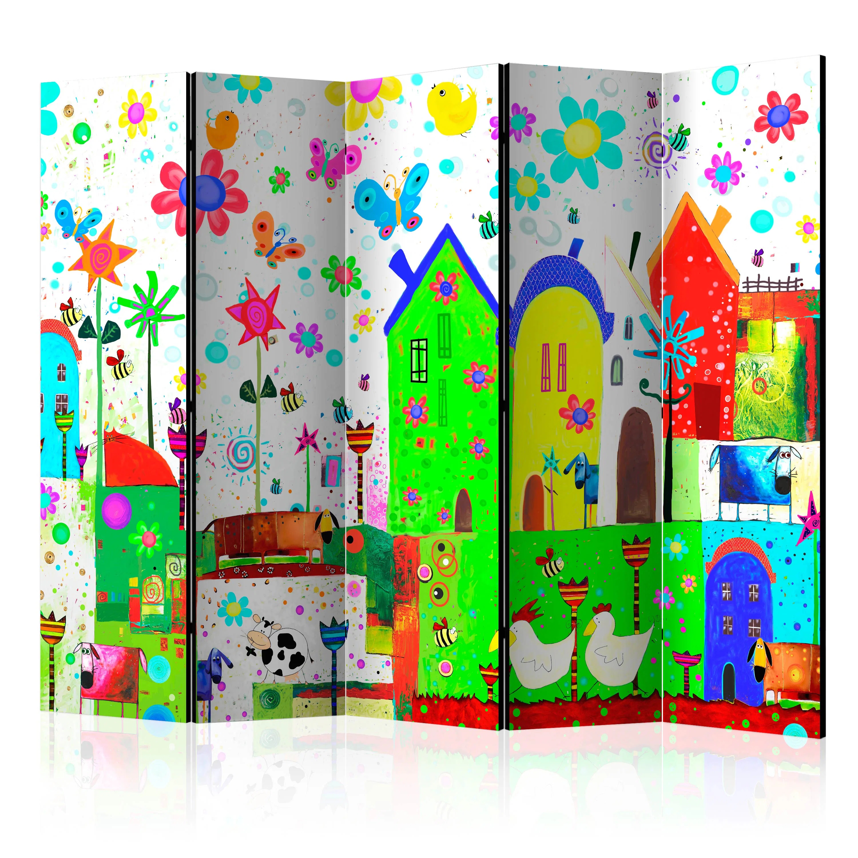 Rumsavdelare Skärmvägg Arkiio Happy Farm II Flerfärgad 225x172 cm