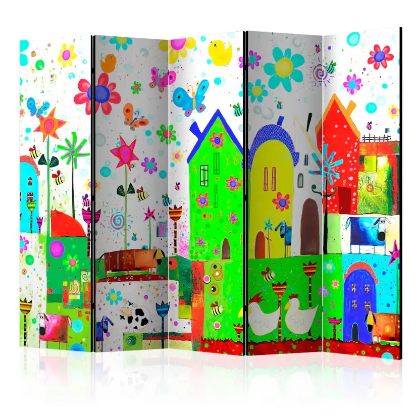 Rumsavdelare Skärmvägg Arkiio Happy Farm II Flerfärgad 225x172 cm