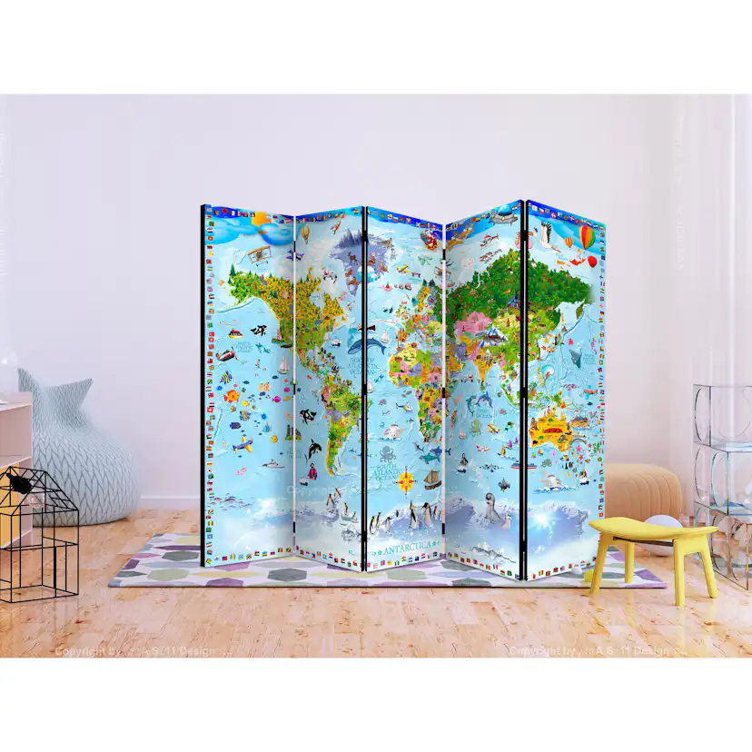 Rumsavdelare Skärmvägg Arkiio World Map for Kids II 225x172 cm