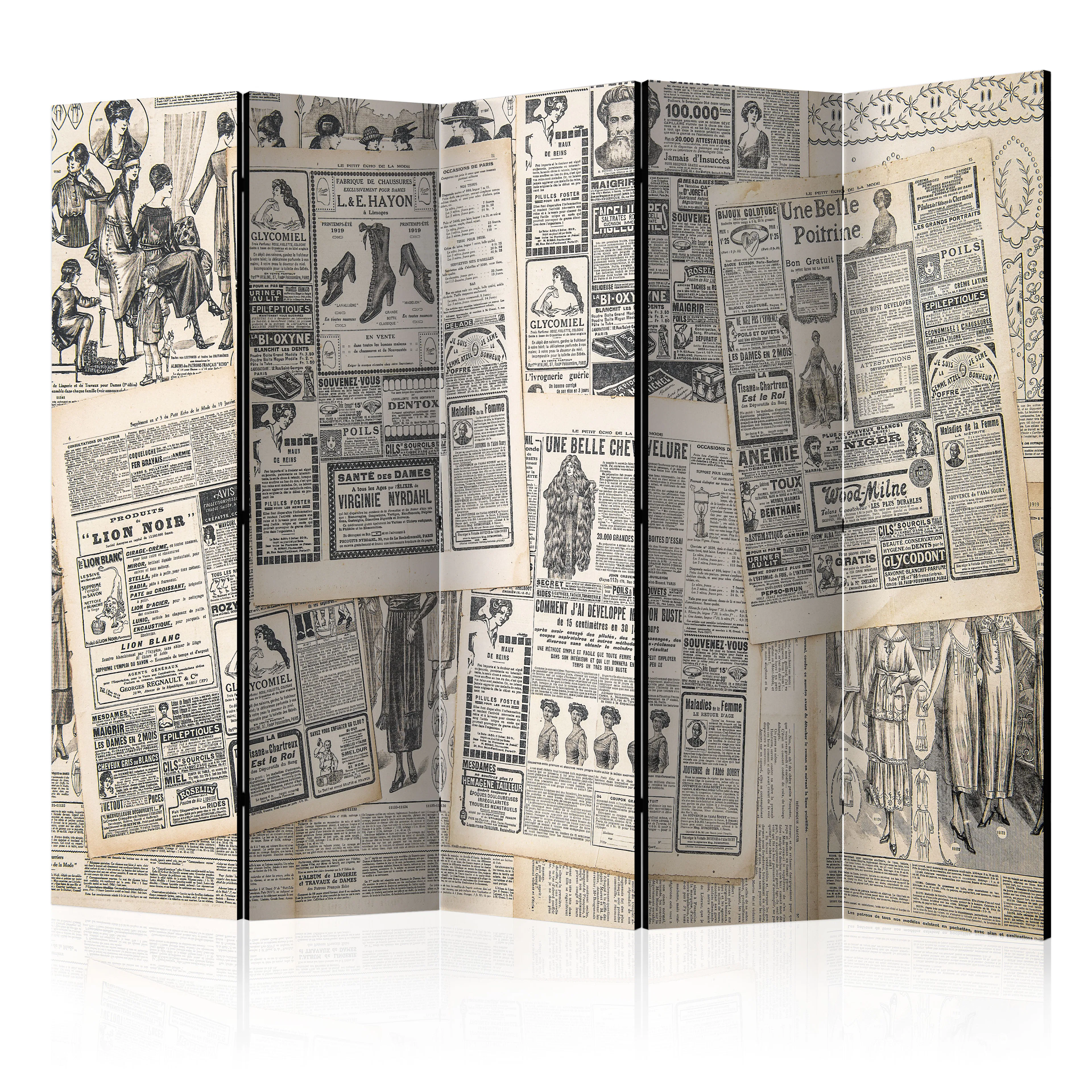 Rumsavdelare Skärmvägg Arkiio Vintage Newspapers II 225x172 cm