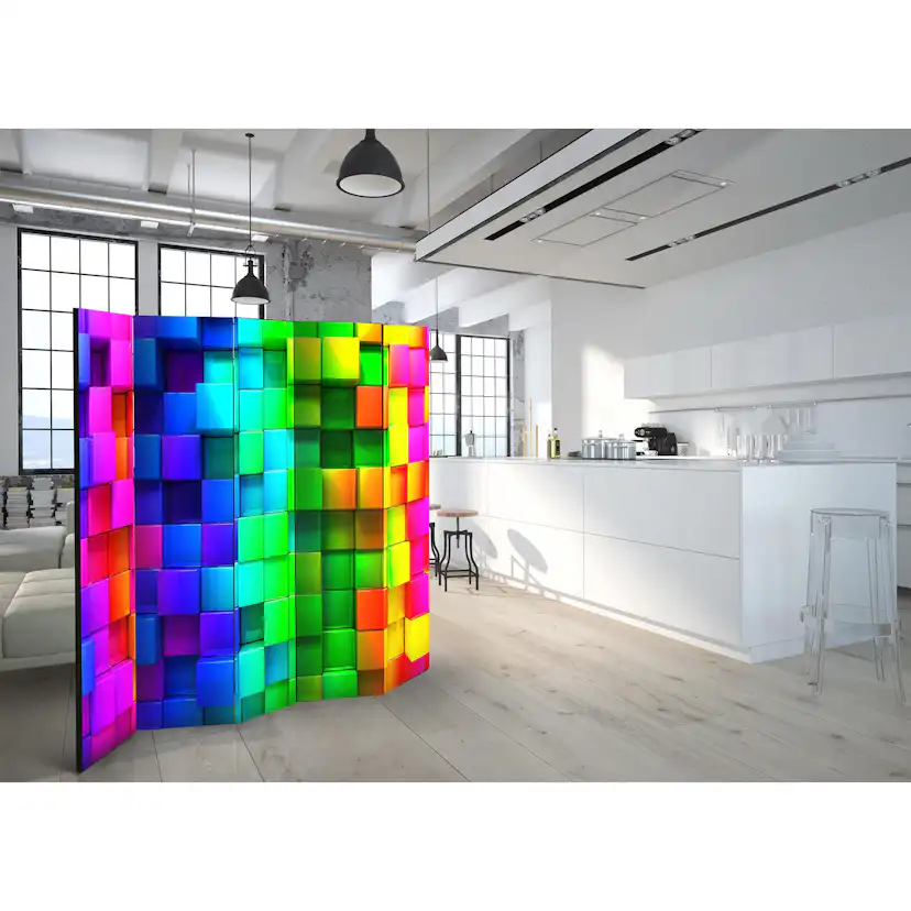 Rumsavdelare Skärmvägg Arkiio Colourful Cubes II 225x172 cm