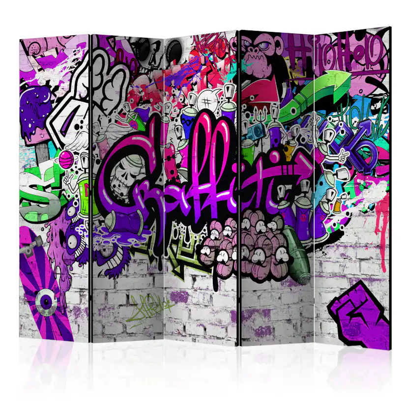 Rumsavdelare Skärmvägg Arkiio Purple Graffiti 225x172 cm