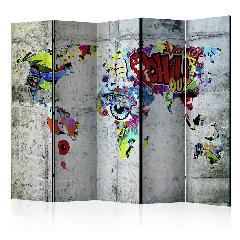 Rumsavdelare Skärmvägg Arkiio Graffiti World 225x172 cm