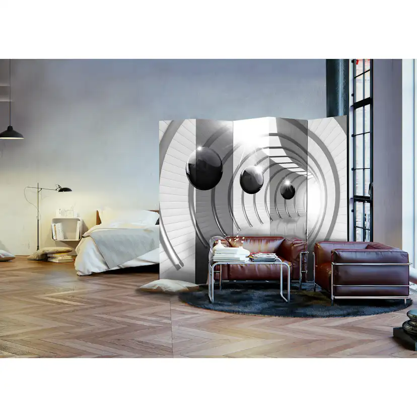 Rumsavdelare Skärmvägg Arkiio Futuristic Tunnel II Svart/Grå/Vit 225x172 cm