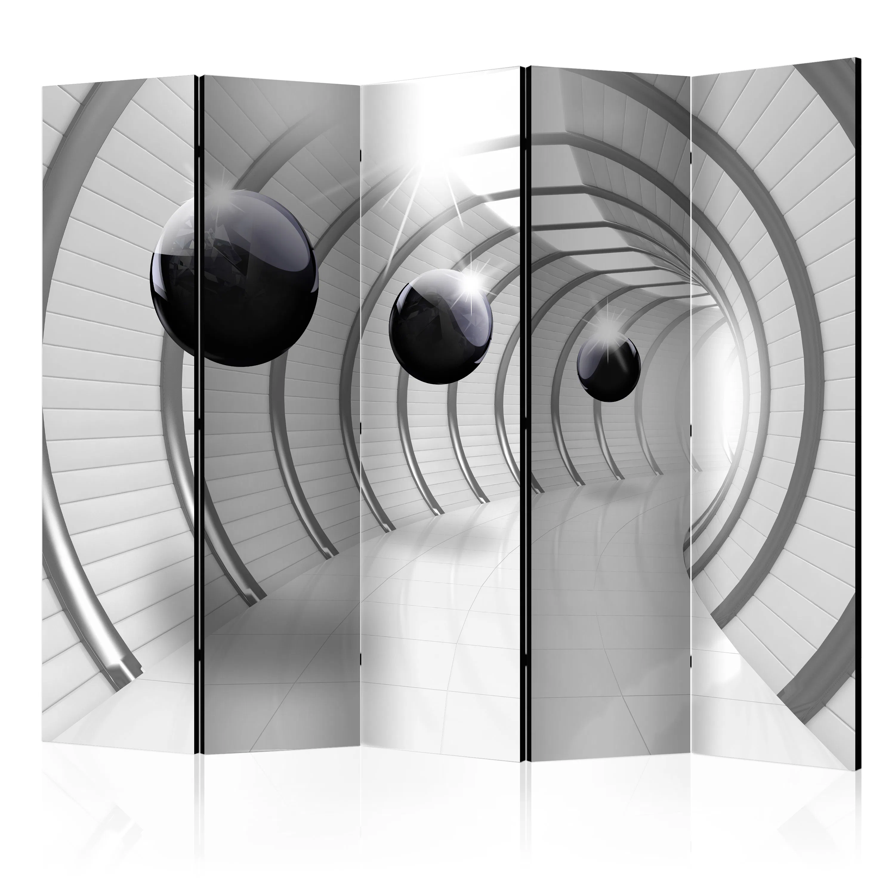 Rumsavdelare Skärmvägg Arkiio Futuristic Tunnel II Svart/Grå/Vit 225x172 cm