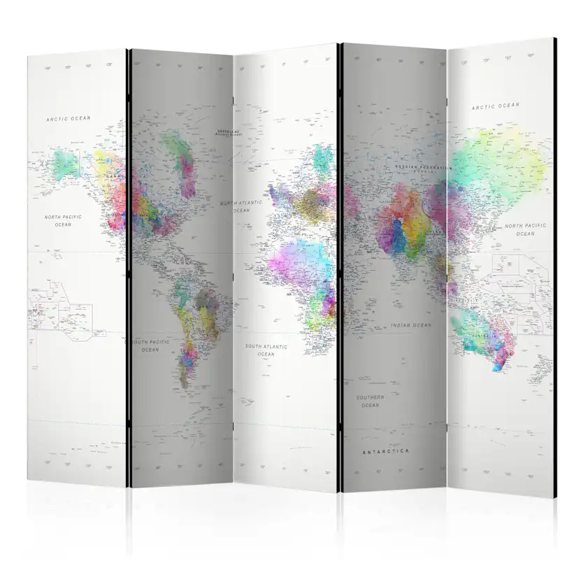 Rumsavdelare Skärmvägg Arkiio White-Colorful World Map 225x172 cm