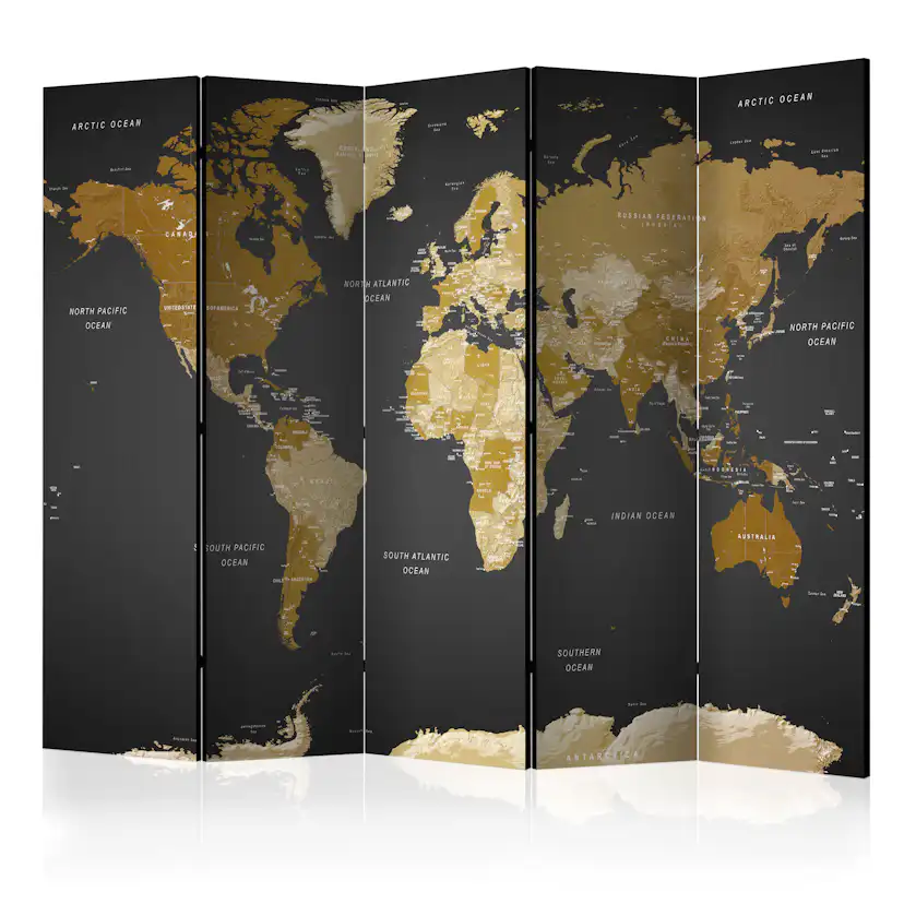 Rumsavdelare Skärmvägg Arkiio World Map on Dark Background 225x172 cm