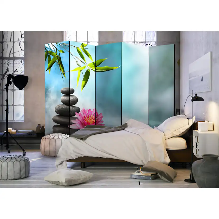 Rumsavdelare Skärmvägg Arkiio Water Lily and Zen Stones II 225x172 cm