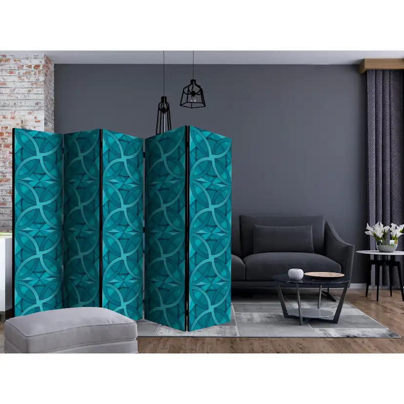 Rumsavdelare Skärmvägg Arkiio Geometric Turquoise II 225x172 cm