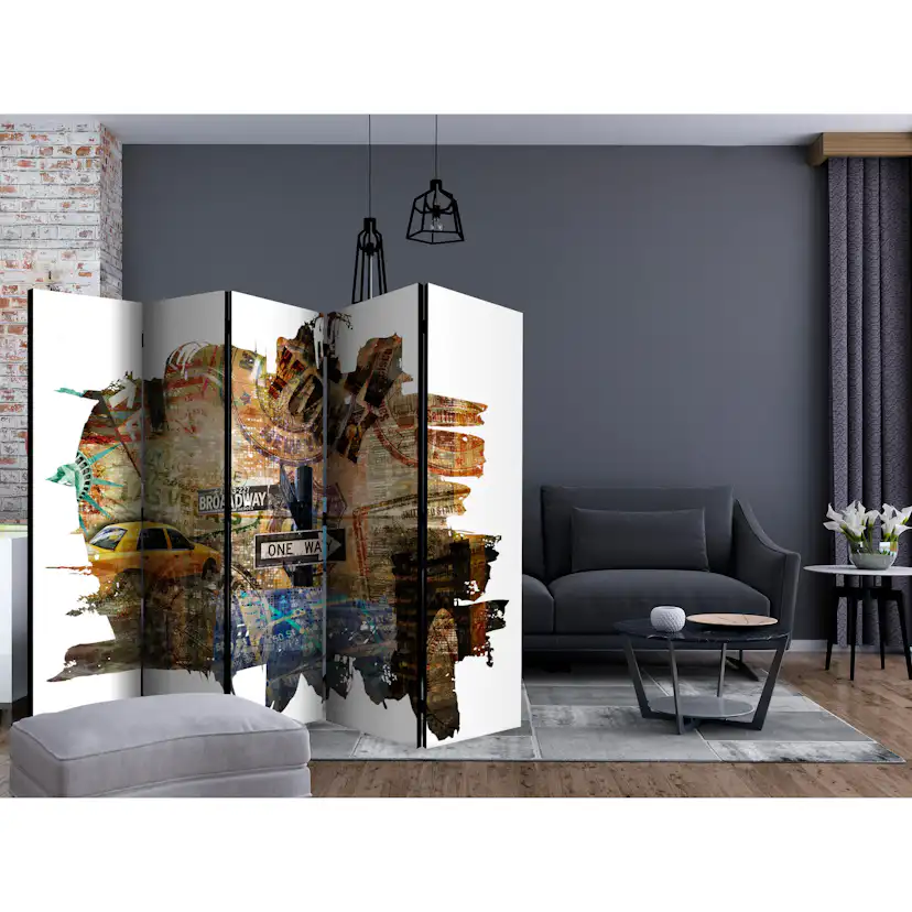 Rumsavdelare Skärmvägg Arkiio New York Collage II 225x172 cm