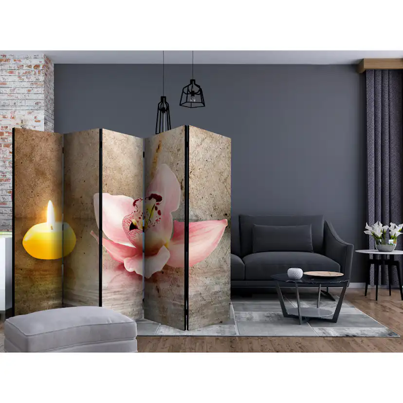 Rumsavdelare Skärmvägg Arkiio Romantic Evening II Rosa/Gul 225x172 cm