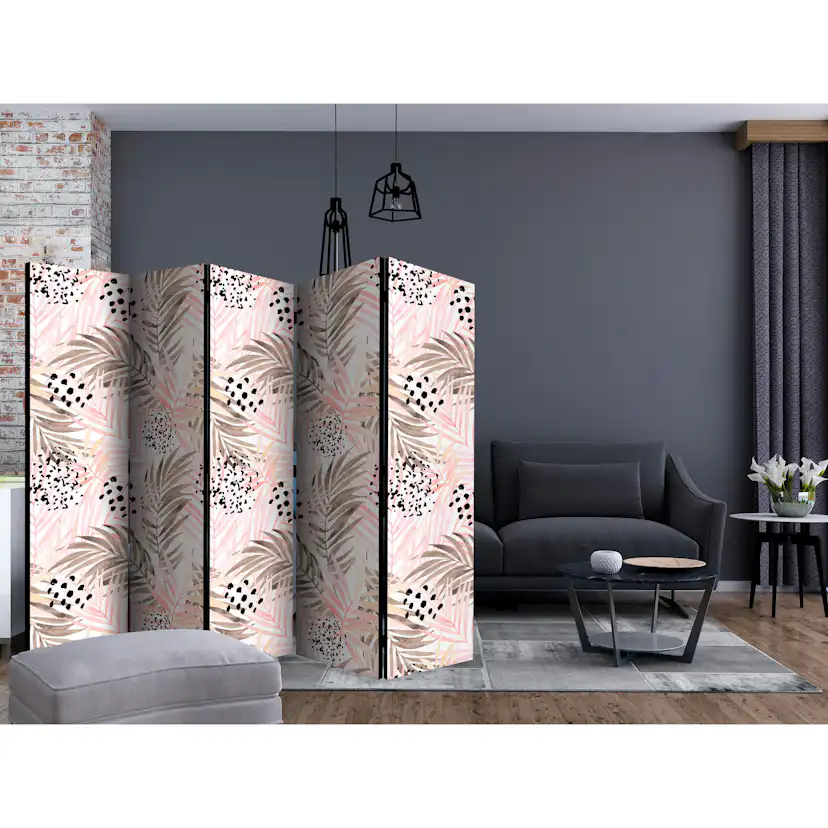 Rumsavdelare Skärmvägg Arkiio Pink Palm Leaves II 225x172 cm