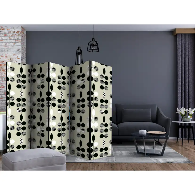 Rumsavdelare Skärmvägg Arkiio Black and White Dots II 225x172 cm