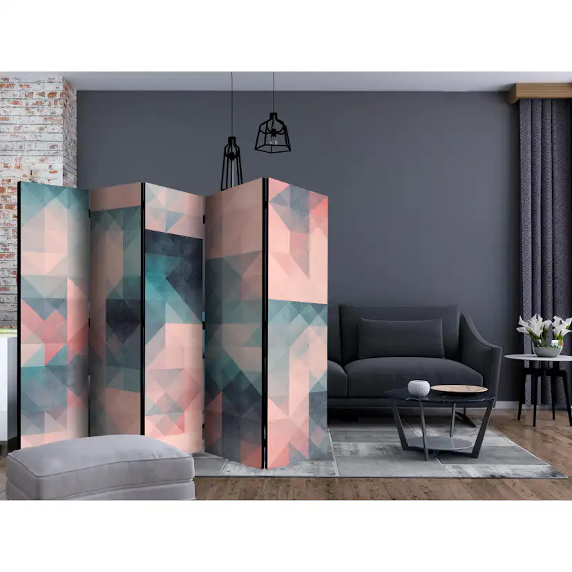 Rumsavdelare Skärmvägg Arkiio Pixels Green and Pink II 225x172 cm