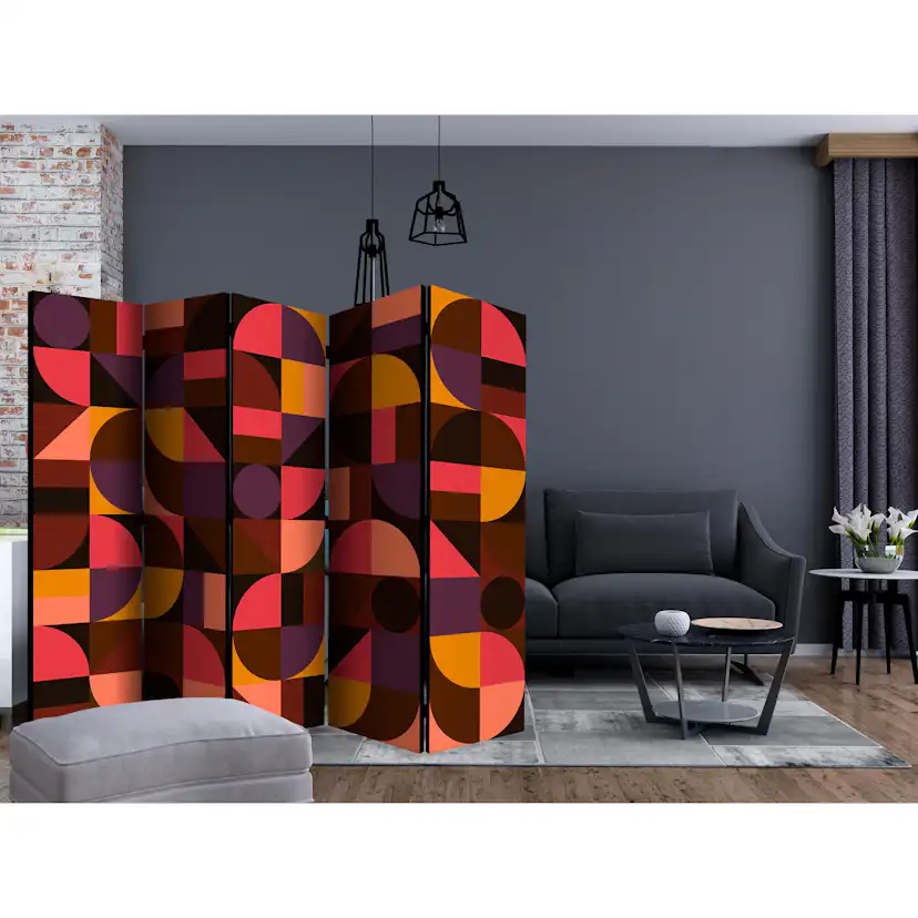 Rumsavdelare Skärmvägg Arkiio Geometric Mosaic Red II 225x172 cm