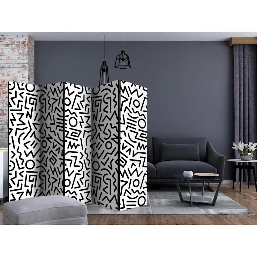 Rumsavdelare Skärmvägg Arkiio Black and White Maze II 225x172 cm