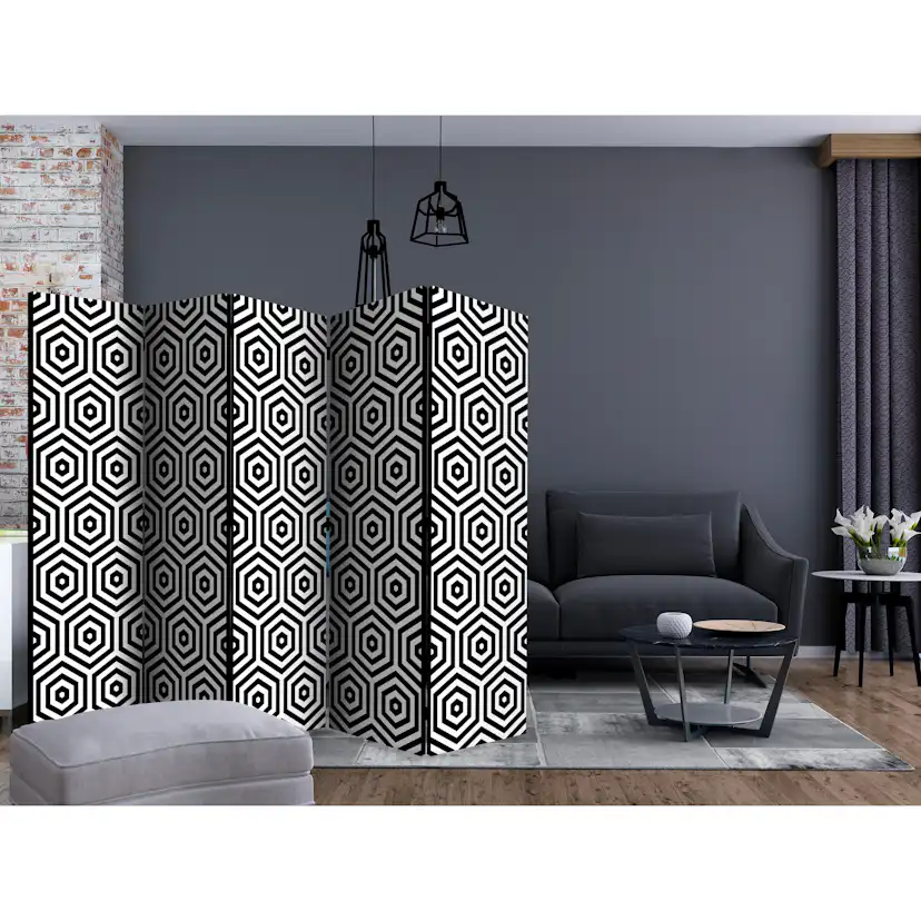 Rumsavdelare Skärmvägg Arkiio Black and White Hypnosis II 225x172 cm