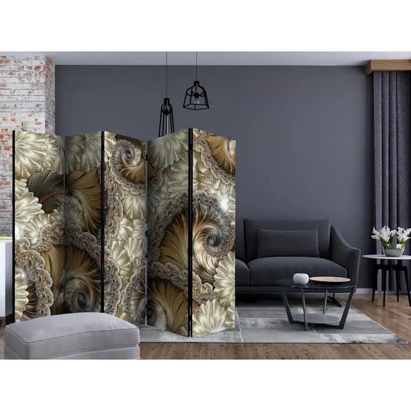 Rumsavdelare Skärmvägg Arkiio Golden Hand-held Fans II 225x172 cm