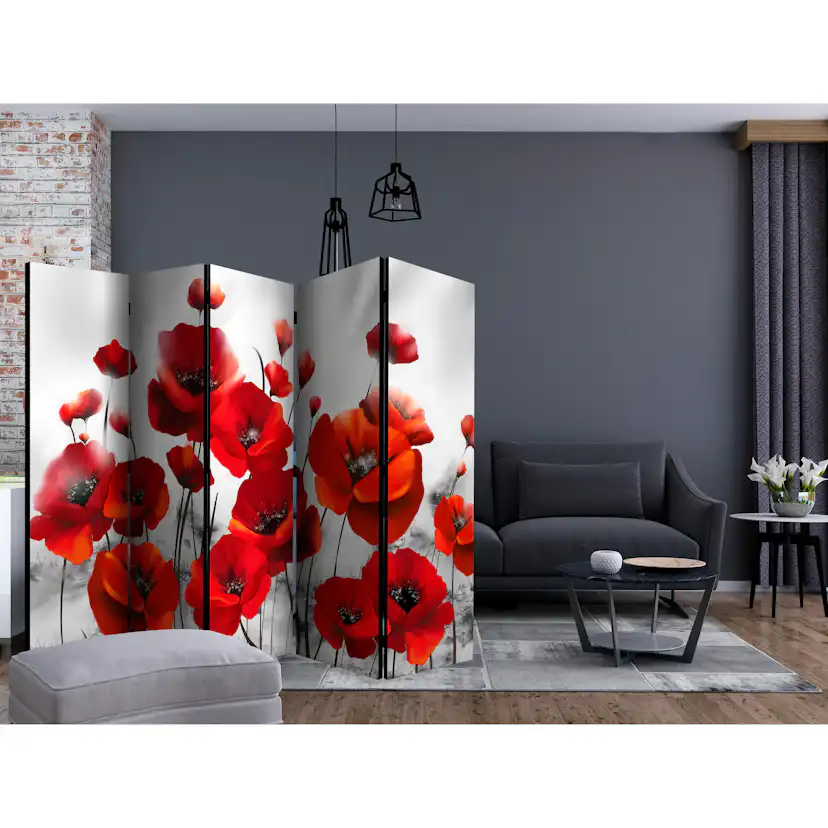 Rumsavdelare Skärmvägg Arkiio Poppies in the Moonlight II 225x172 cm