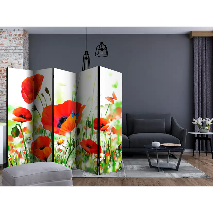 Rumsavdelare Skärmvägg Arkiio Country Poppies II 225x172 cm