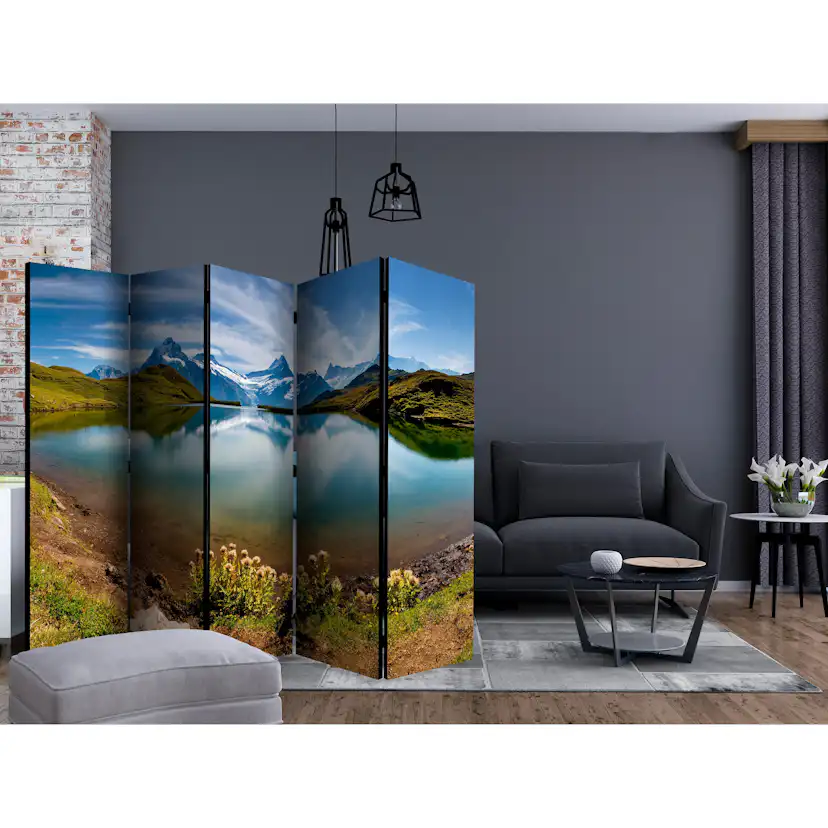 Rumsavdelare Skärmvägg Arkiio Lake with Mountain Reflection Switzerland II 225x172 cm