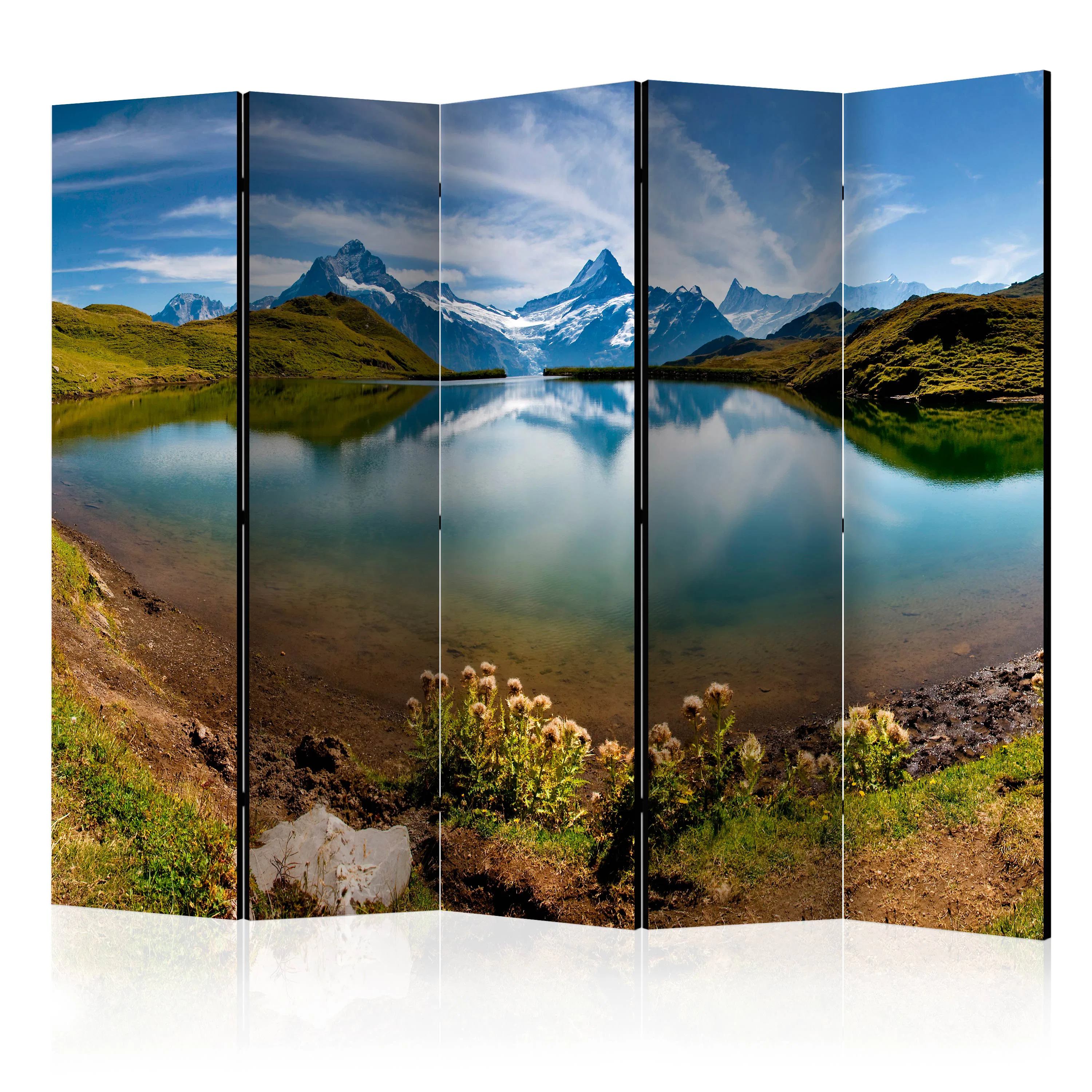 Rumsavdelare Skärmvägg Arkiio Lake with Mountain Reflection Switzerland II 225x172 cm