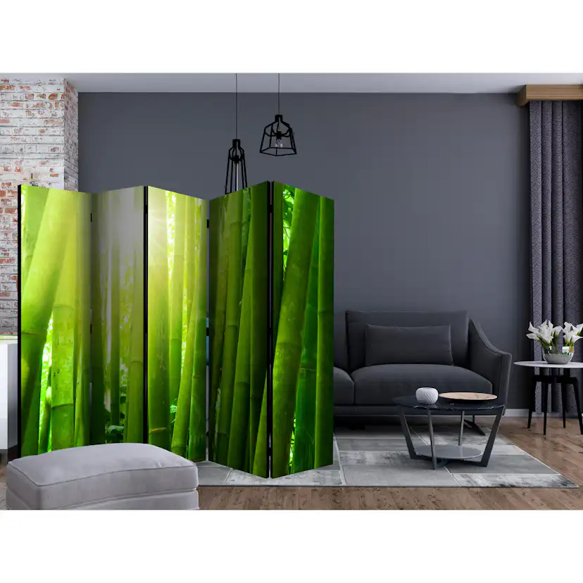 Rumsavdelare Skärmvägg Arkiio Sun and Bamboo II Grön 225x172 cm