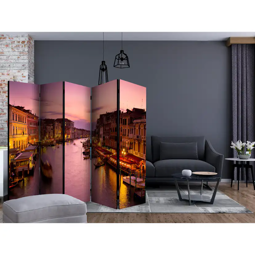 Rumsavdelare Skärmvägg Arkiio City of Lovers Venice by Night II Violett/Brun 225x172 cm
