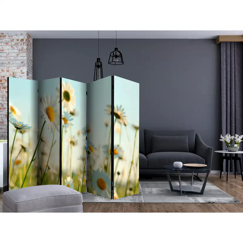 Rumsavdelare Skärmvägg Arkiio Daisies Spring Meadow II Prästkragar 225x172 cm