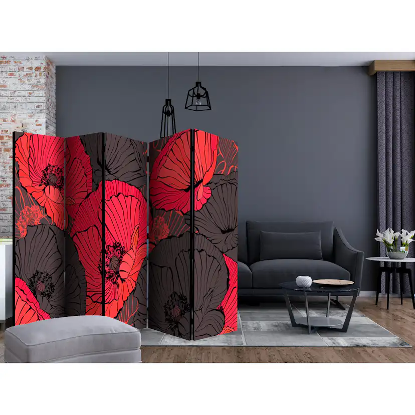 Rumsavdelare Skärmvägg Arkiio Pleated Poppies II 225x172 cm