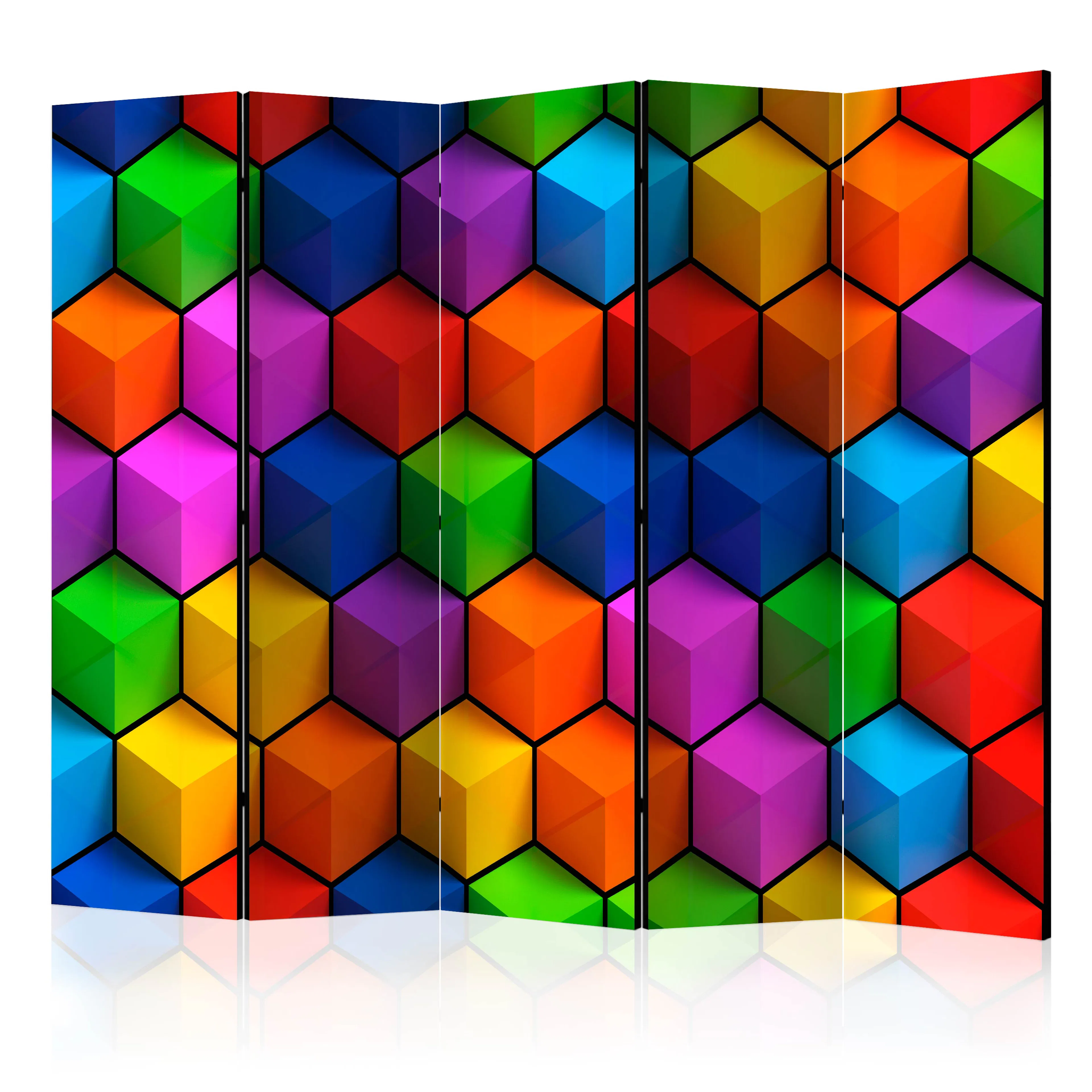 Rumsavdelare Skärmvägg Arkiio Colorful Geometric Boxes II 225x172 cm