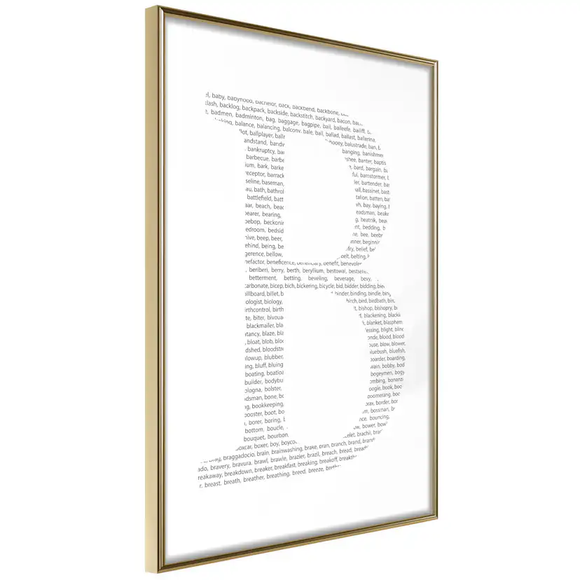 Poster Artgeist Affisch Letter B Guld ram, 30x45 cm- A3-DRBPRP0393m_zr