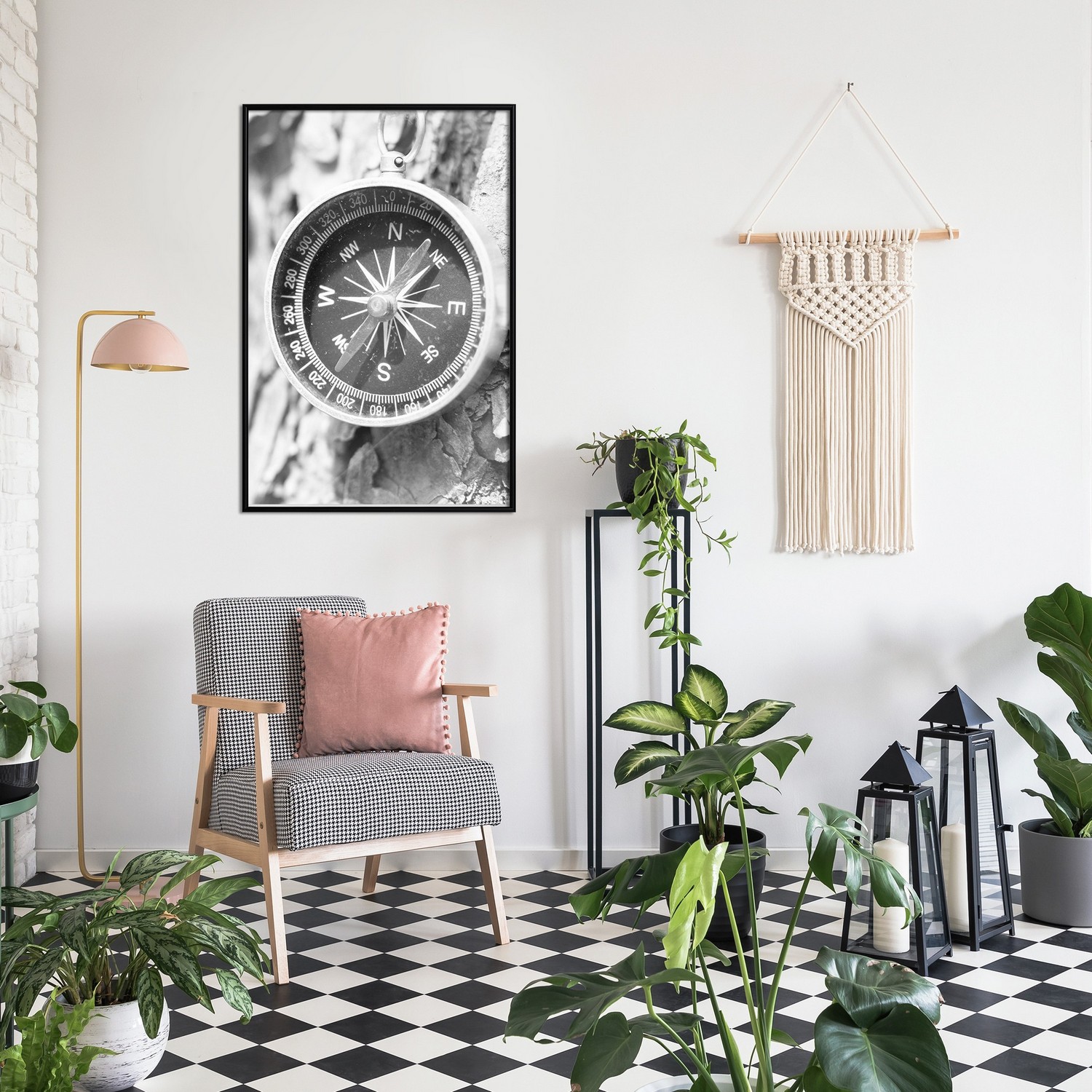 Poster Artgeist Affisch Black and White Compass