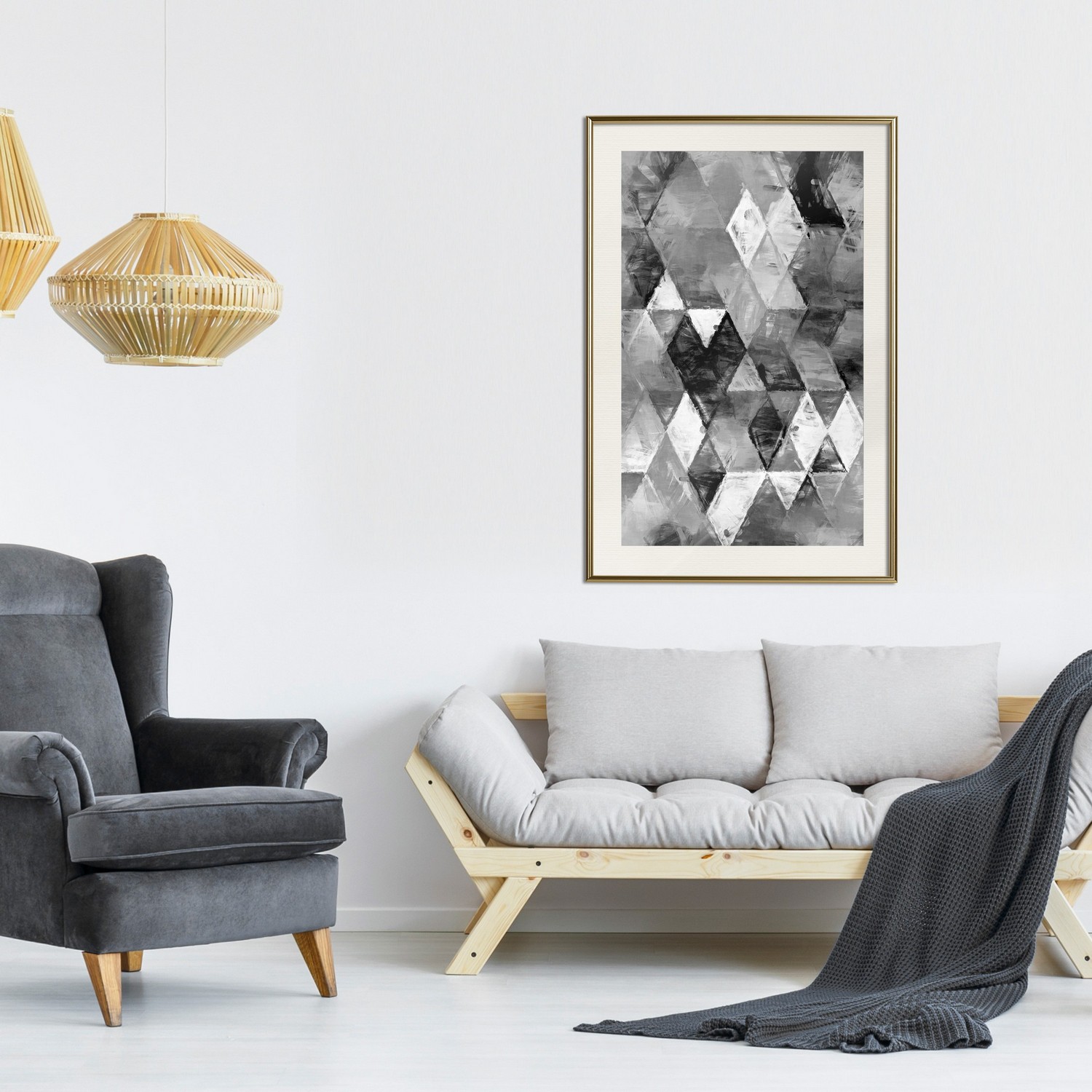 Poster Artgeist Affisch Black and White Diamonds