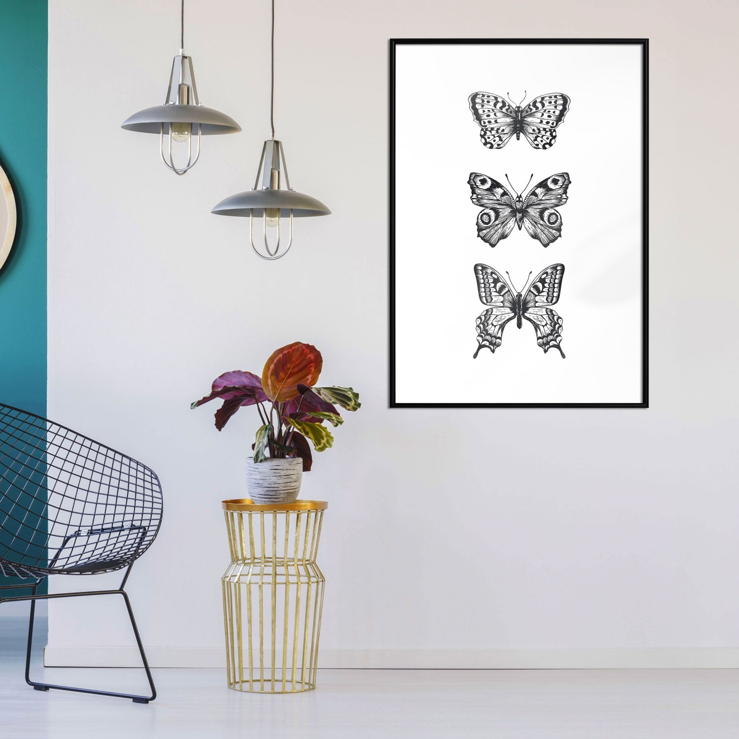 Poster Artgeist Affisch Three Butterflies