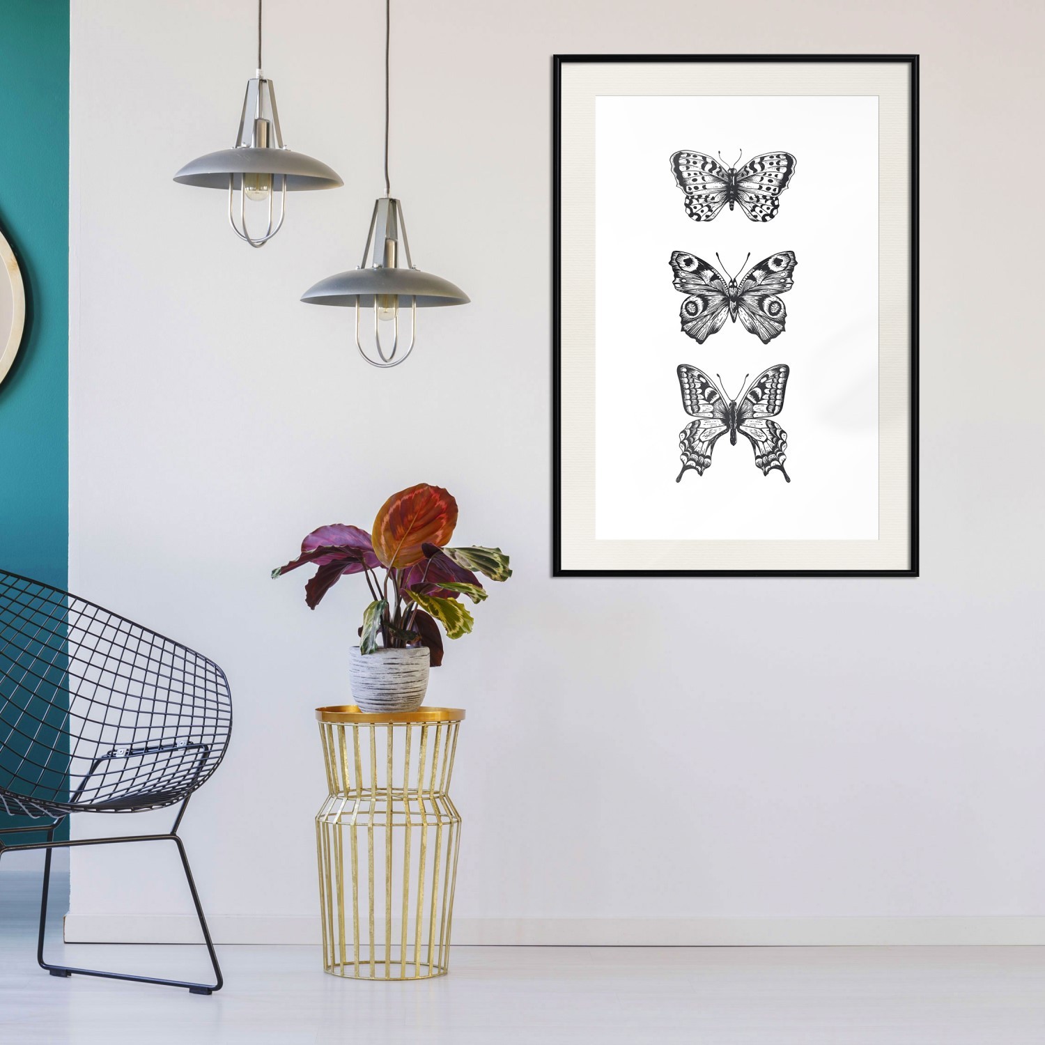 Poster Artgeist Affisch Three Butterflies