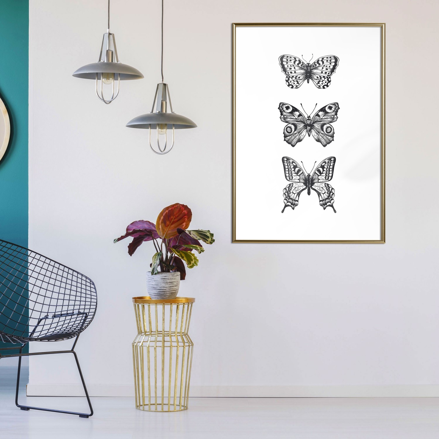 Poster Artgeist Affisch Three Butterflies