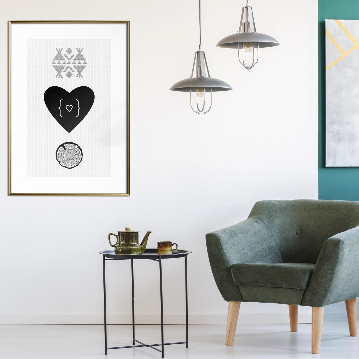 Poster Artgeist Affisch Heart and Tree Trunk