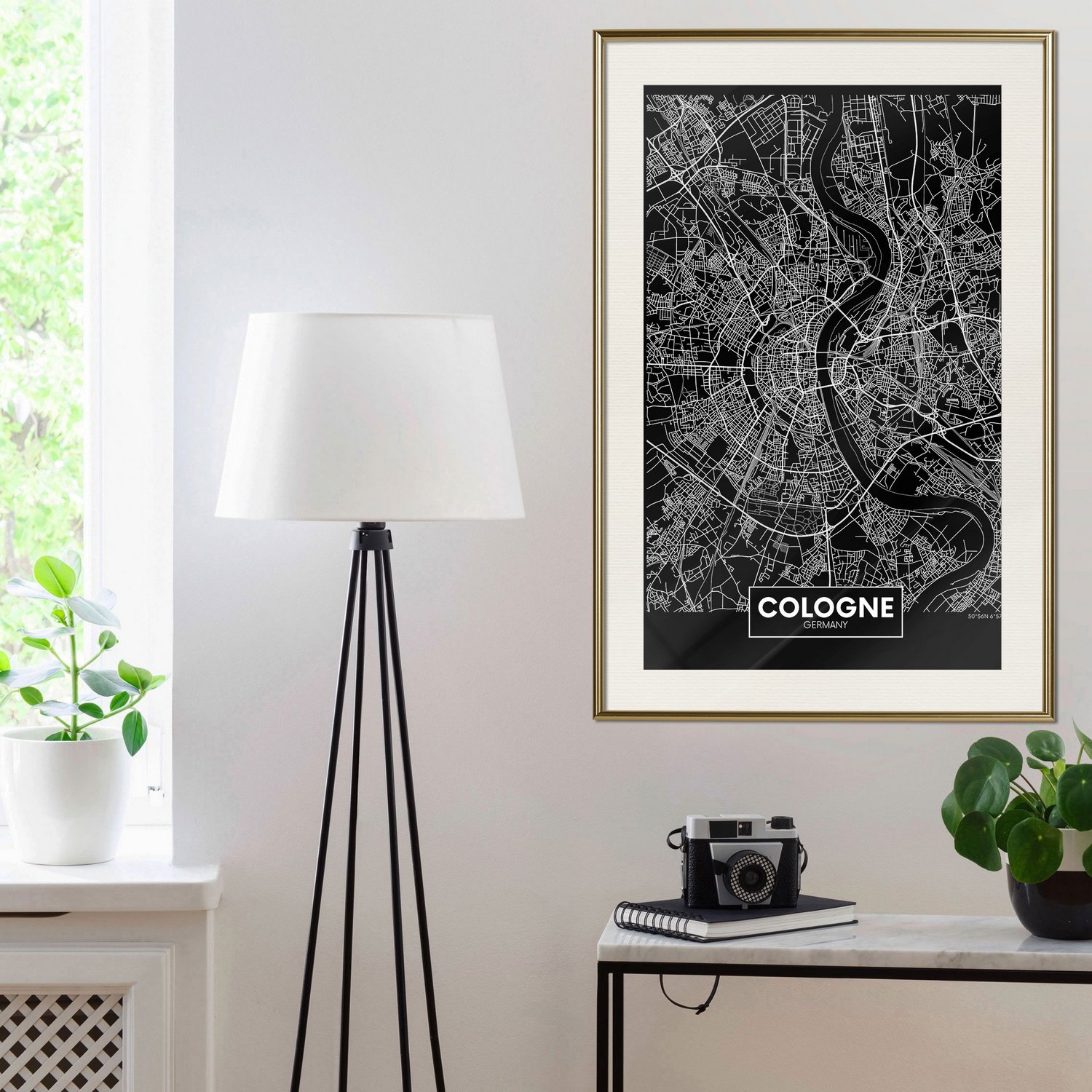 Poster Artgeist Affisch Dark Map of Cologne