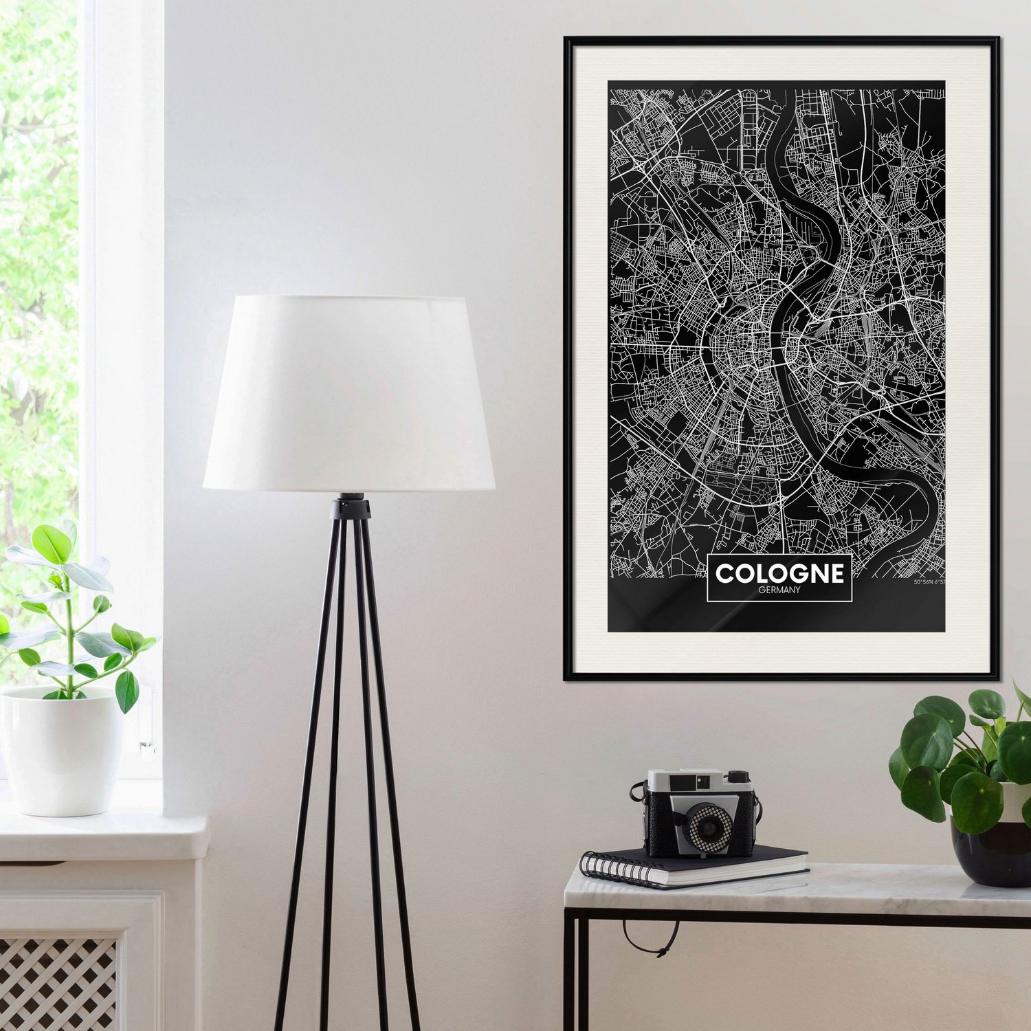 Poster Artgeist Affisch Dark Map of Cologne