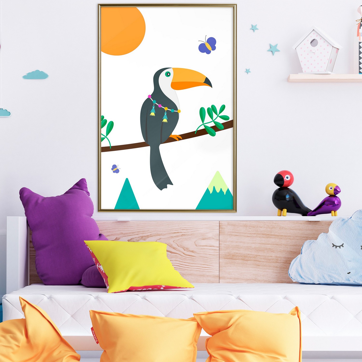 Poster Artgeist Affisch Toucan And Butterflies